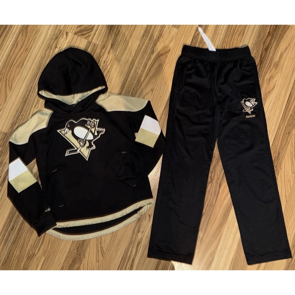Pittsburgh Penguins‎ Boys Sz 8 Outfit Hoodie Sweatpants Lot Dri-fit EUC